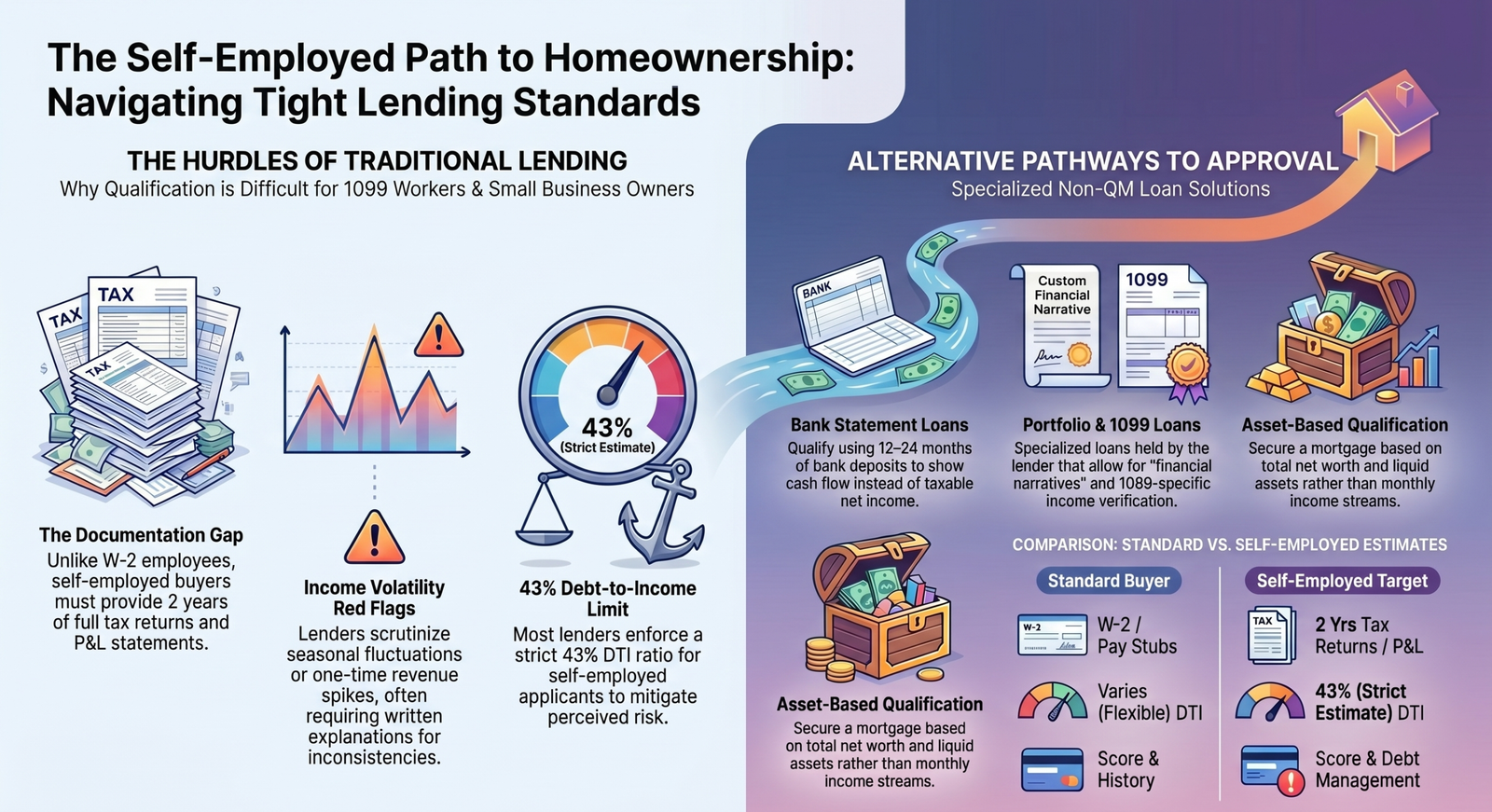 Self-employed home buyer reviewing mortgage options in Florida — Jhenesis Mortgage guide