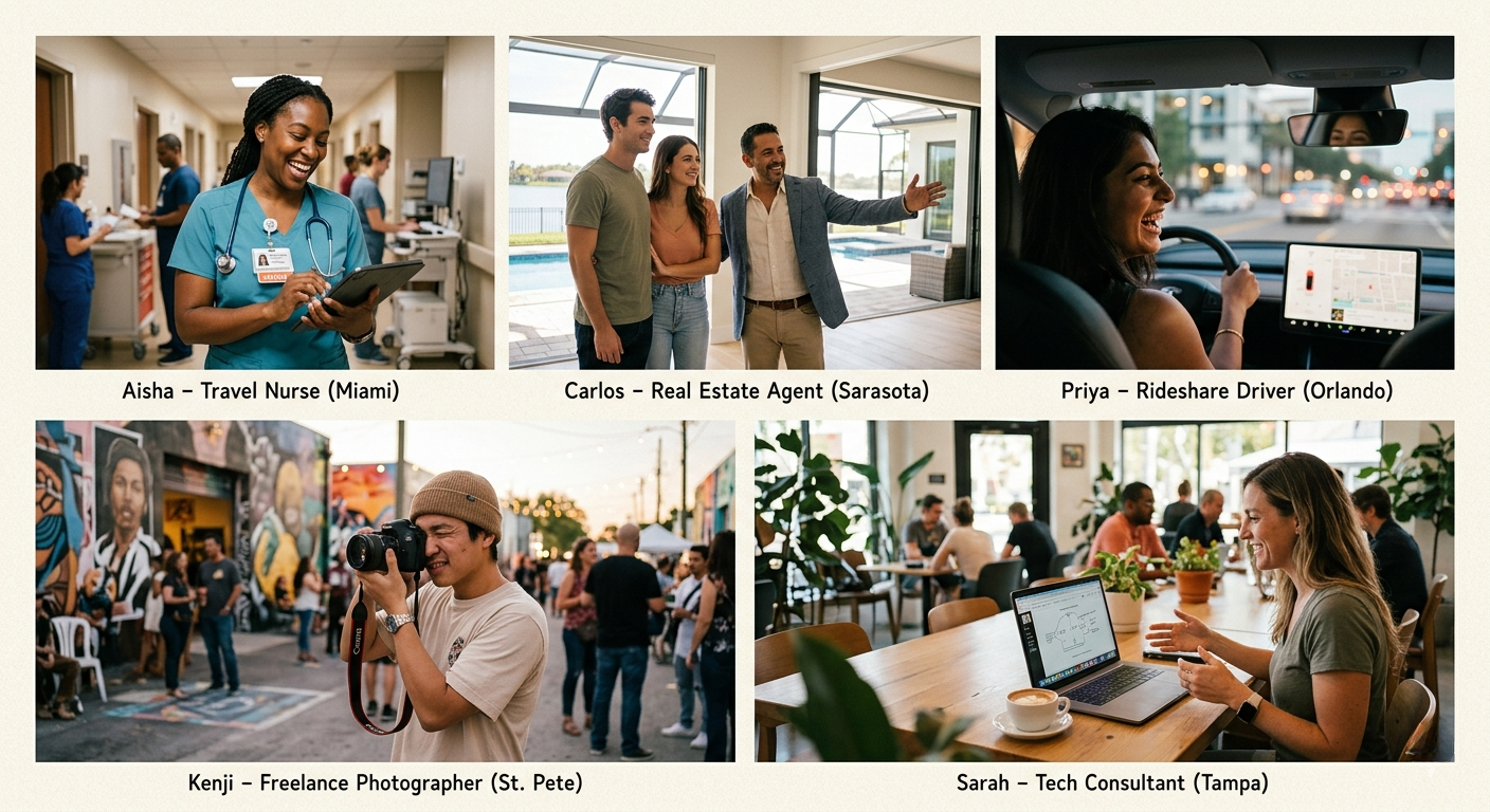 Self-employed mortgage with no tax return required — Florida 1099 borrower approved using gross income instead of Schedule C net income — Jhenesis Mortgage